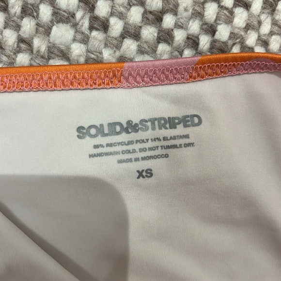 Pink and orange, solid and striped bikini, extra small - Picture 3 of 3